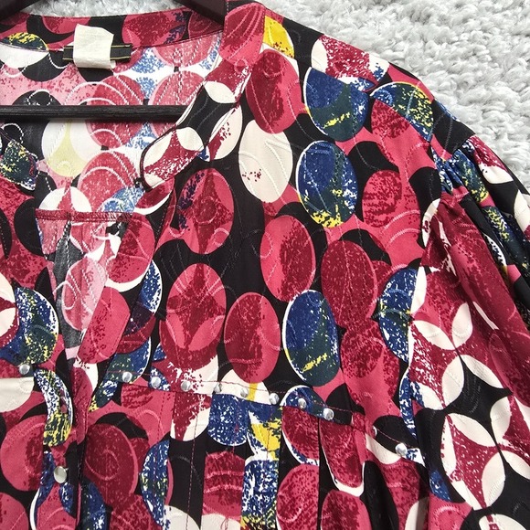 Vera Rose Top Womens 3X Henley 3/4 Sleeve Stretch Art To Wear Maximalist - Picture 4 of 12